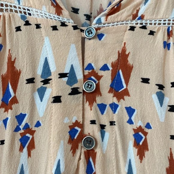 Anthropologie DOLAN Wanderlust Shift Dress Aztec Print RollTab Sleeve Size Large - Picture 7 of 10